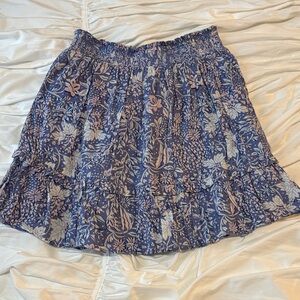 Evereve Women’s 1 Chic A-Line Floral Skirt Purple and Pink stretchy waist lined